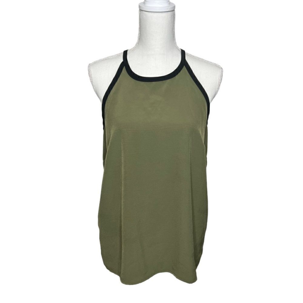 METAPHOR Olive Green And Black Sleeveless Blouse. Size Large